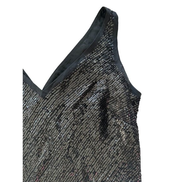 BANANA REPUBLIC Black Sequin Silk Blend Tank Top Size M - Picture 4 of 7